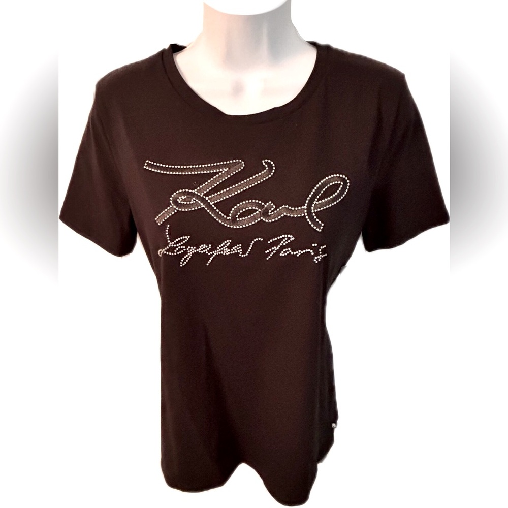 Karl Lagerfeld Black Ongoing Graphic Tee with Signature Logo